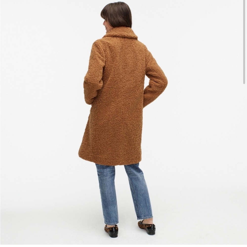 Sold out J Crew teddy sherpa top coat in tan brown size small - Picture 4 of 4
